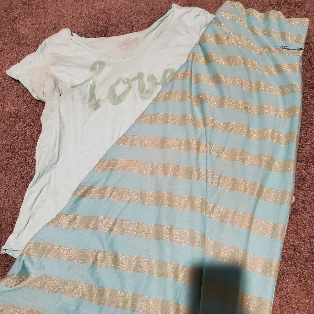 Teal and gold outfit set
